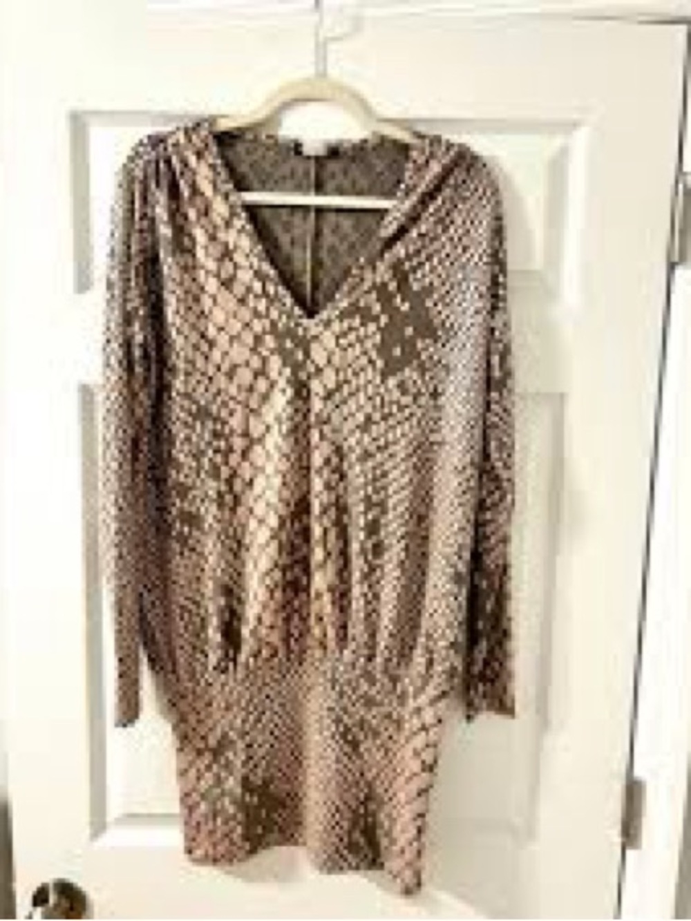 Venus Tan Shimmer Snake-Print Blouson Dress